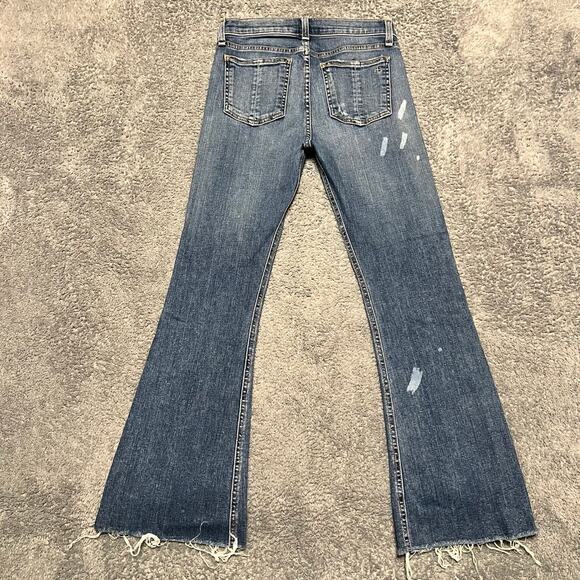 Rag & Bone Jeans Womens 25 10” Cropped Flare Raw Hem Blue Denim Pants - Picture 5 of 12
